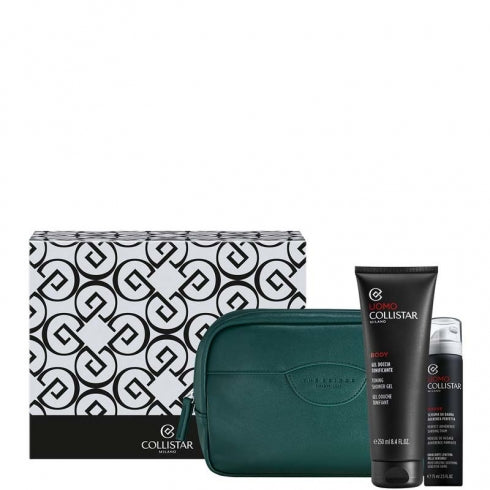 Collistar Uomo Gel Doccia Tonificante 250ml+Schiuma Barba 75ml+Pochette The Bridge