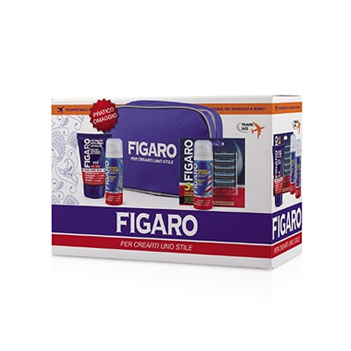 Figaro - Cofanetto travel - crema viso dopobarba + 2 schiuma da barba mini + ricarica rasoio + beauty