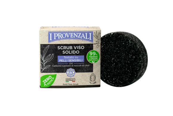 I Provenzali Scrub Viso Solido con Carbone e Polvere di noccioli di Ulivo 70gr